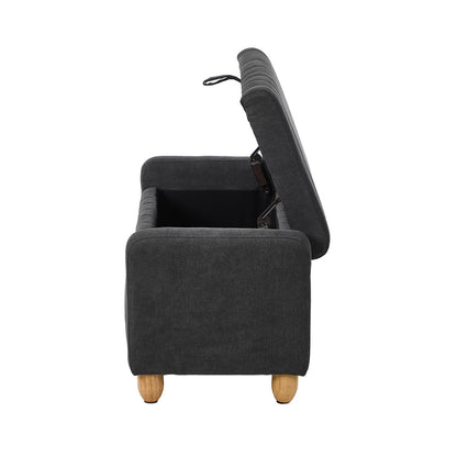 Storage Ottoman Couch Footstool Linen Toy Chest Bench Grey