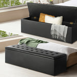 Versatile Black Storage Ottoman: Blanket Box, XL Foot Stool, and PU Leather Toy Chest