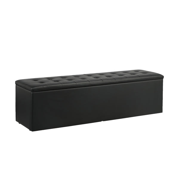  Versatile Black Storage Ottoman: Blanket Box, XL Foot Stool, and PU Leather Toy Chest