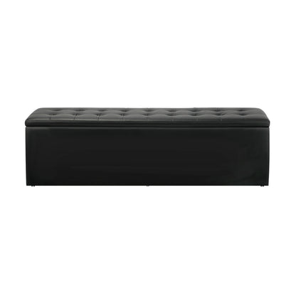 Versatile Black Storage Ottoman: Blanket Box, XL Foot Stool, and PU Leather Toy Chest