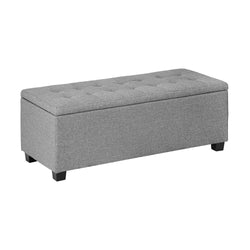 Ottoman Foot Stool: Spacious Toy Chest with Stylish Faux Linen Design-Grey\Light Grey