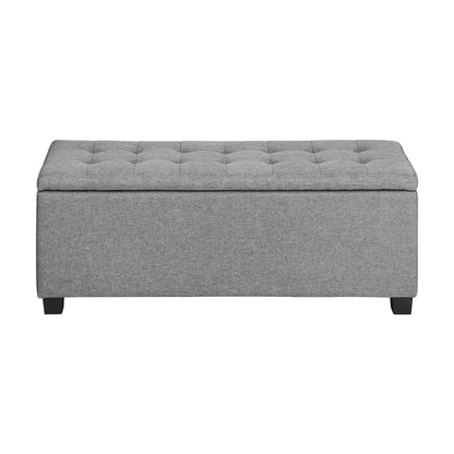 Ottoman Foot Stool: Spacious Toy Chest with Stylish Faux Linen Design-Grey\Light Grey