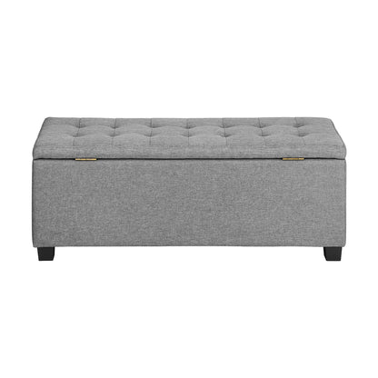 Ottoman Foot Stool: Spacious Toy Chest with Stylish Faux Linen Design-Grey\Light Grey
