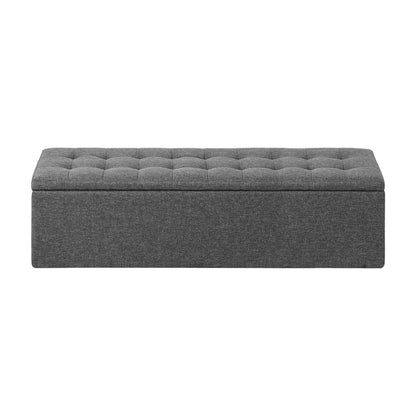Storage Ottoman Blanket Box Foot Stool XL Chest Toy Faux Linen Grey
