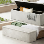 Storage Ottoman Blanket Box XL Polyester Beige/Grey