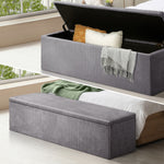 Storage Ottoman Blanket Box XL Polyester Beige/Grey