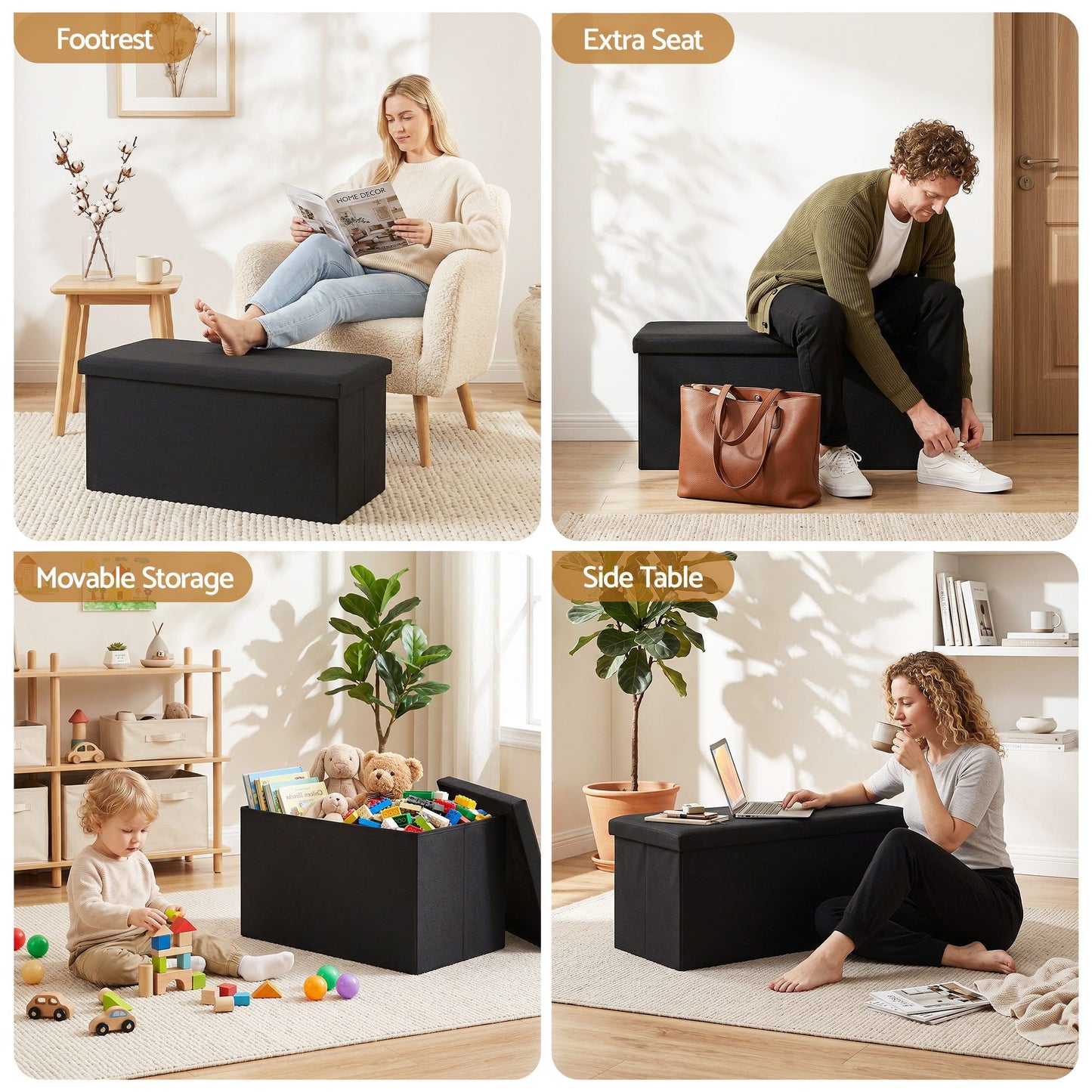 Storage Ottoman Bench Folding Blanket Box | HomeAndLiving - 8