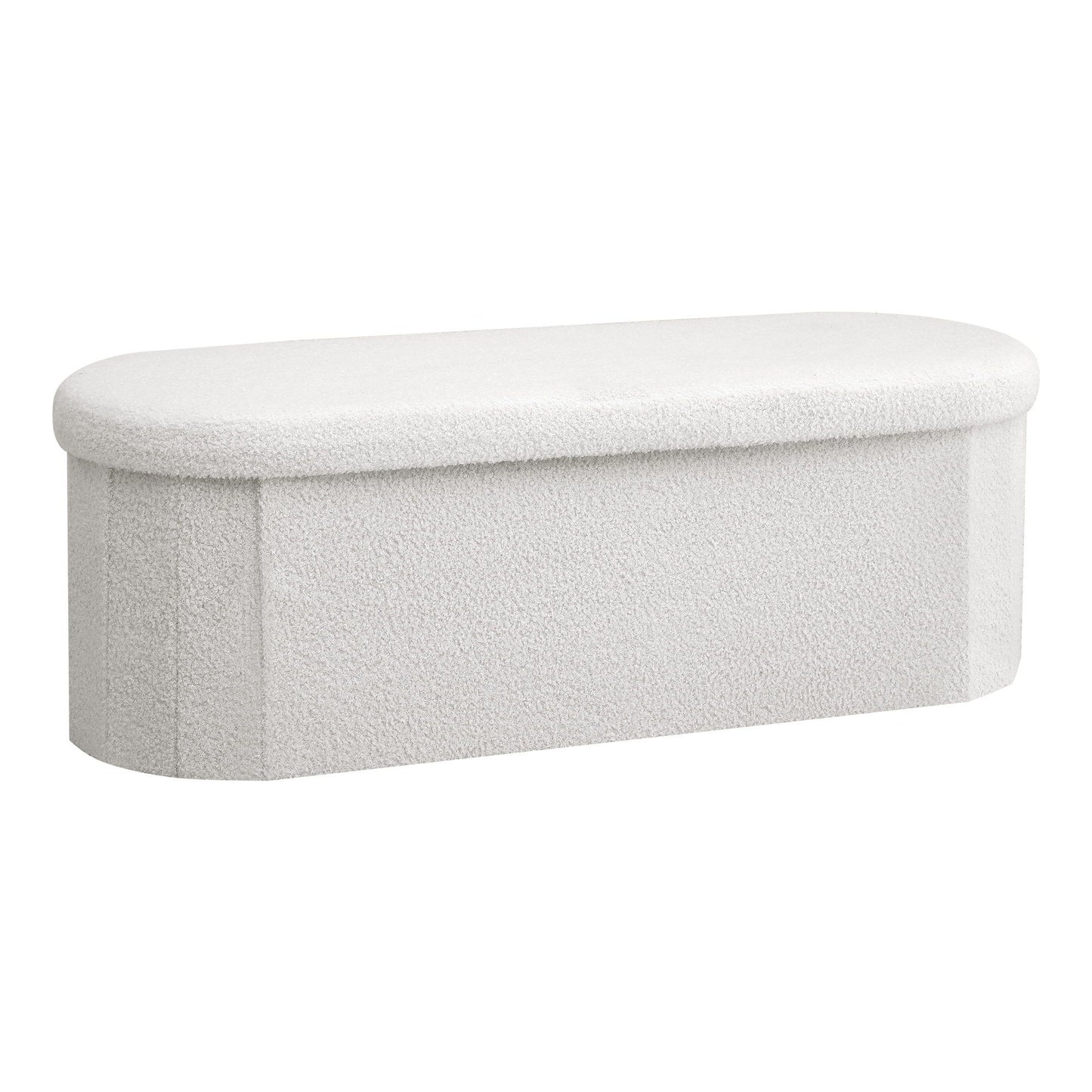 Boucle Storage Ottoman Foldable Foot Stool White | HomeAndLi - 2