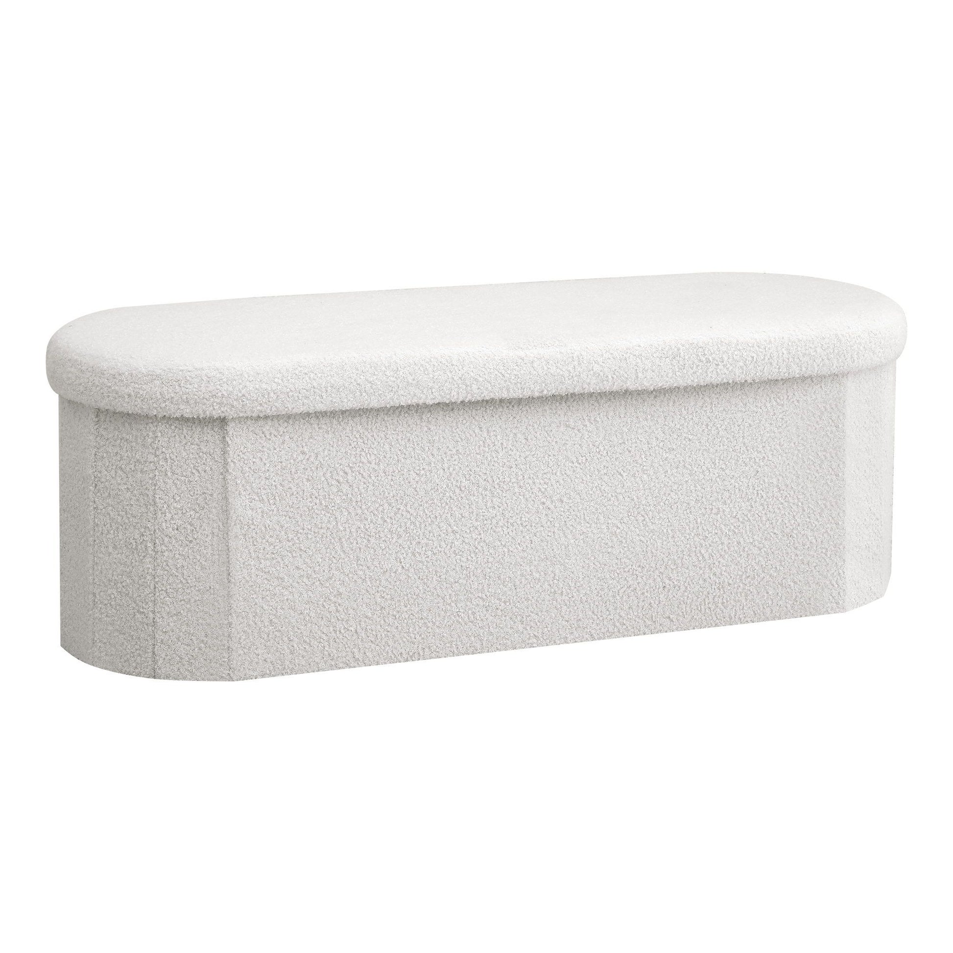 Boucle Storage Ottoman Foldable Foot Stool White | HomeAndLi - 2