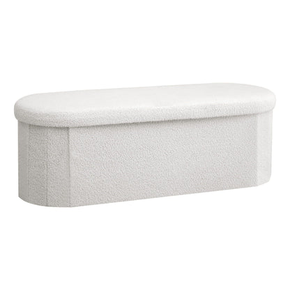 Boucle Storage Ottoman Foldable Foot Stool White | HomeAndLi - 2