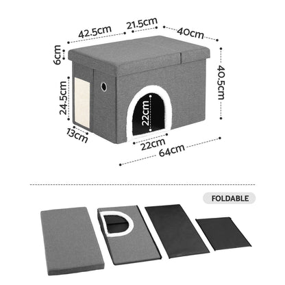 Grey Storage Ottoman Footstool 64x40x40.5cm