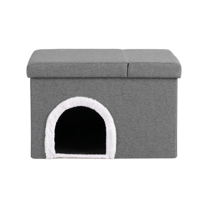 Grey Storage Ottoman Footstool 64x40x40.5cm