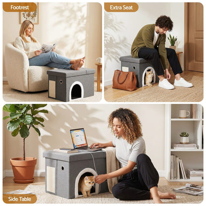 Grey Storage Ottoman Footstool 64x40x40.5cm