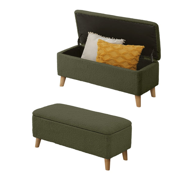  Storage Ottoman Blanket Box Chest Toy Foot Stool Bench Seat Sherpa Green