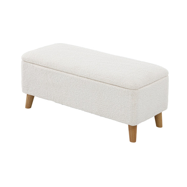  Storage Ottoman Sherpa Fabric White