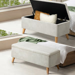 Storage Ottoman Blanket Box LARGE Polyester Beige/Grey