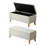 Storage Ottoman Blanket Box LARGE Polyester Beige/Grey