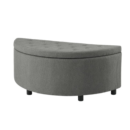 Grey Linen Ottoman Bench 110x41x46cm