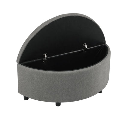 Grey Linen Ottoman Bench 110x41x46cm