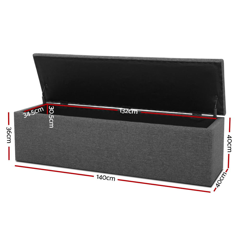 Storage Ottoman Blanket Box 140Cm Linen Dark Grey