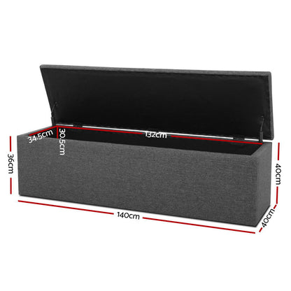 Storage Ottoman Blanket Box 140Cm Linen Dark Grey