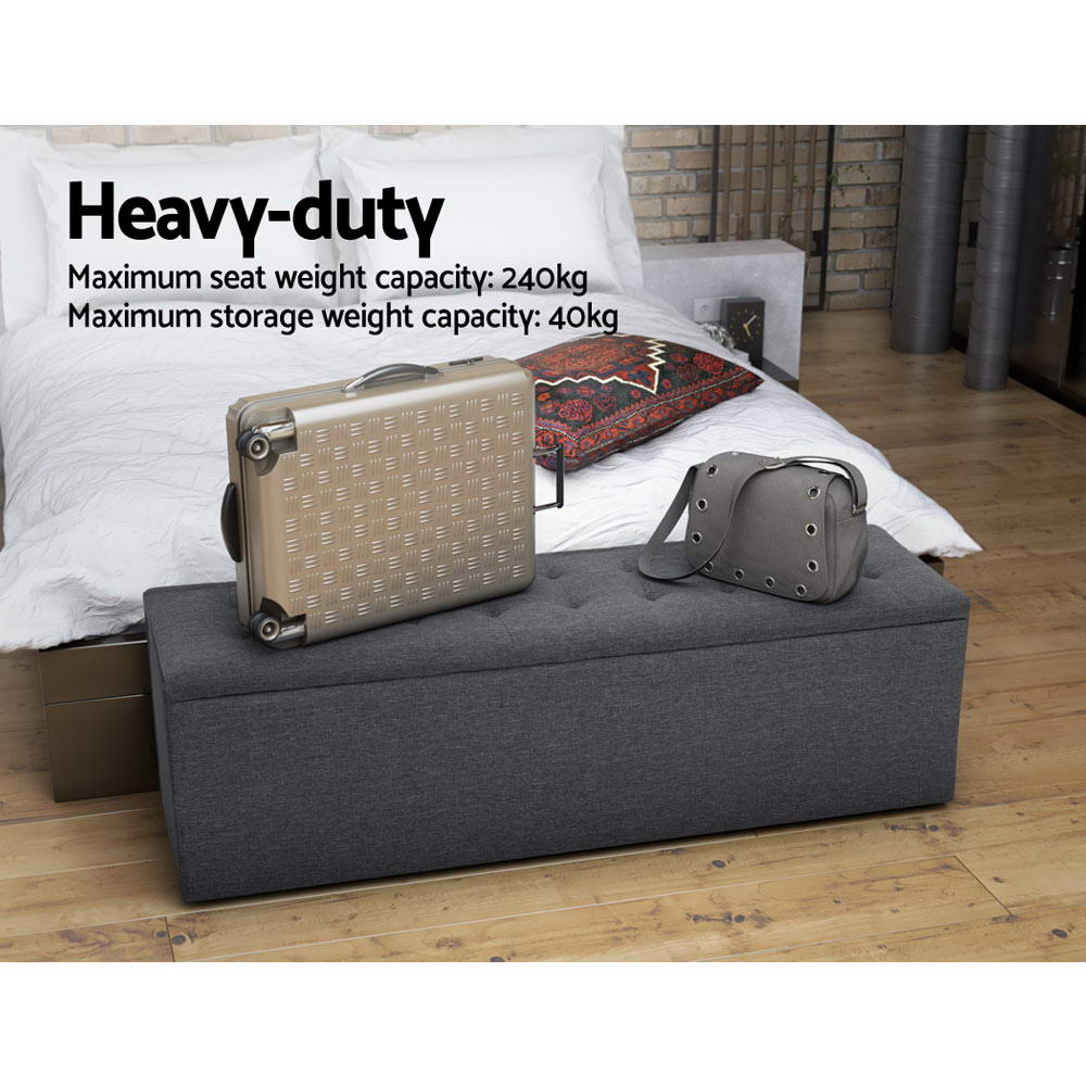 Storage Ottoman Blanket Box 140Cm Linen Dark Grey