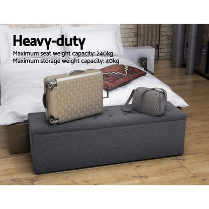 Storage Ottoman Blanket Box 140Cm Linen Dark Grey