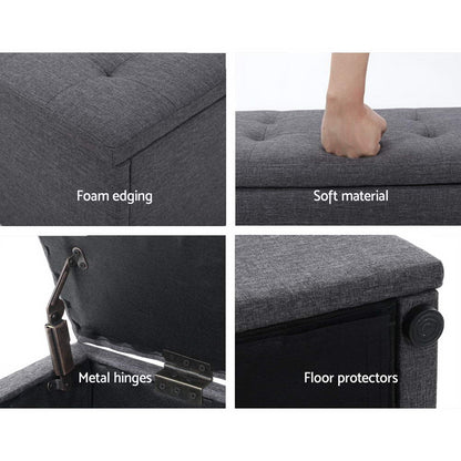 Storage Ottoman Blanket Box 140Cm Linen Dark Grey