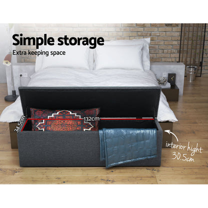 Storage Ottoman Blanket Box 140Cm Linen Dark Grey
