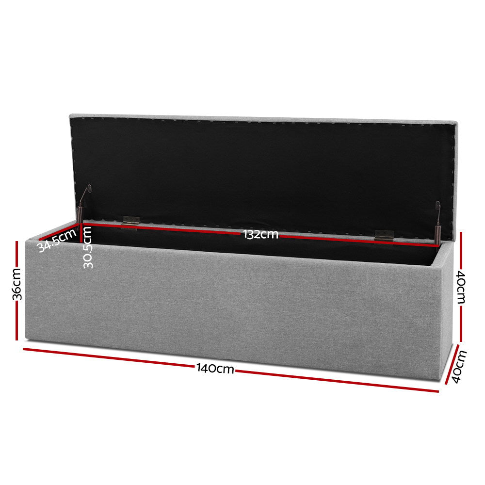 Storage Ottoman Blanket Box 140Cm Linen Grey