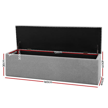 Storage Ottoman Blanket Box 140Cm Linen Grey