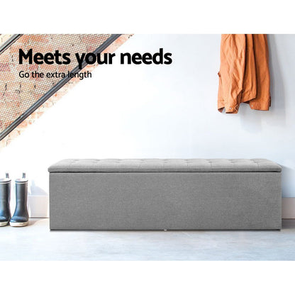 Storage Ottoman Blanket Box 140Cm Linen Grey