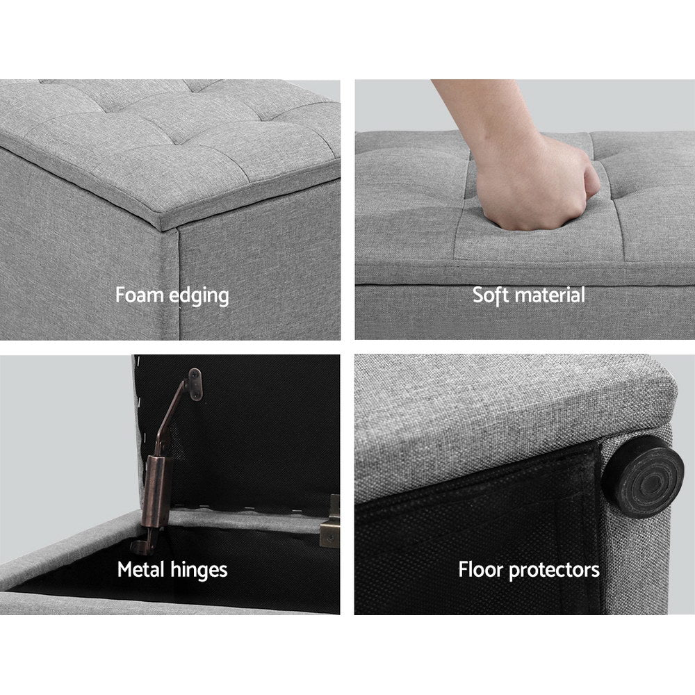 Storage Ottoman Blanket Box 140Cm Linen Grey