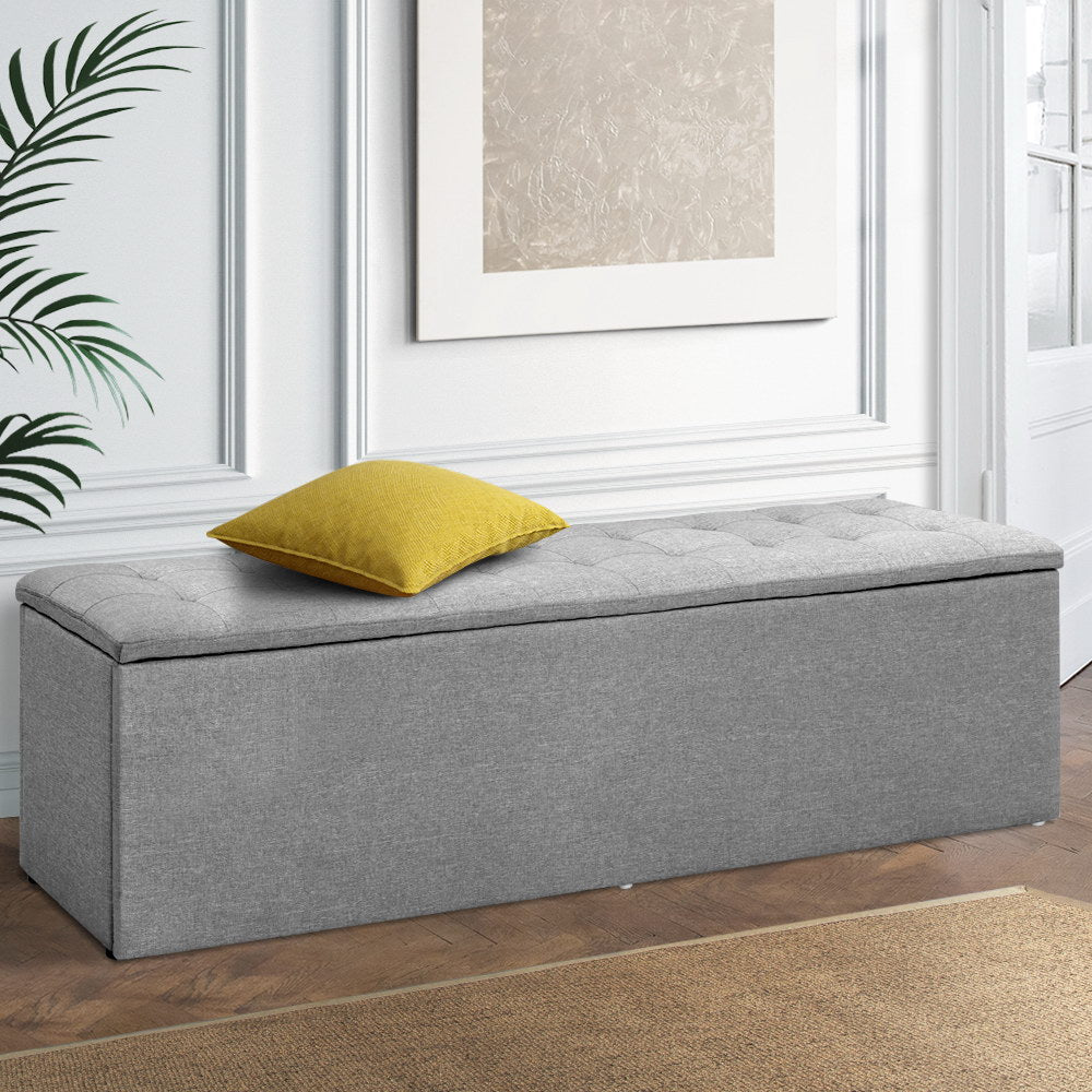 Storage Ottoman Blanket Box 140Cm Linen Grey