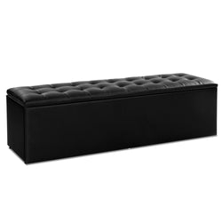 Storage Ottoman Blanket Box 140Cm Leather Black