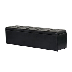 Storage Ottoman Blanket Box 140Cm Leather Black