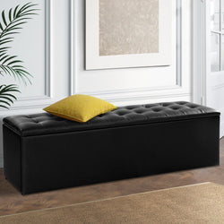 Storage Ottoman Blanket Box 140Cm Leather Black