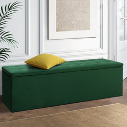 Storage Ottoman Blanket Box 140Cm Velvet Green