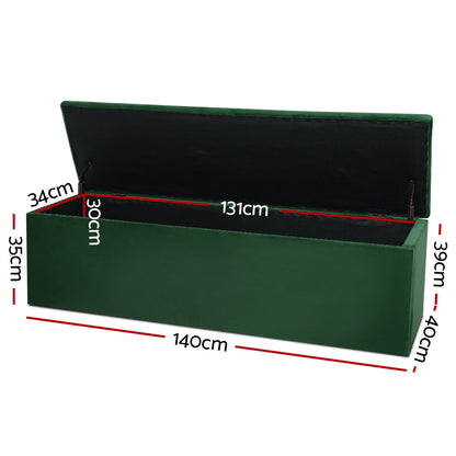 Storage Ottoman Blanket Box 140Cm Velvet Green