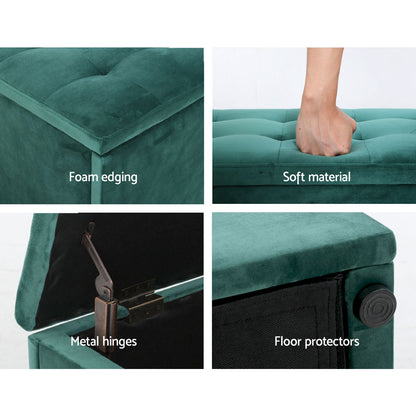 Storage Ottoman Blanket Box 140Cm Velvet Green