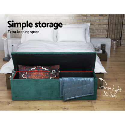 Storage Ottoman Blanket Box 140Cm Velvet Green