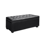 Storage Ottoman Blanket Box 97Cm Leather Black