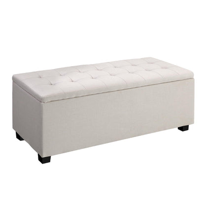 Storage Ottoman Blanket Box 97Cm Linen Beige