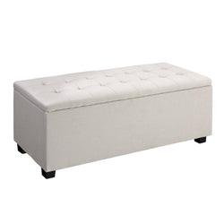 Storage Ottoman Blanket Box 97Cm Linen Beige