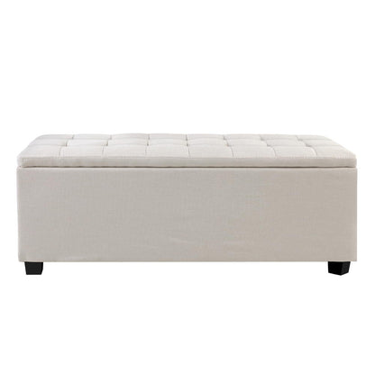 Storage Ottoman Blanket Box 97Cm Linen Beige