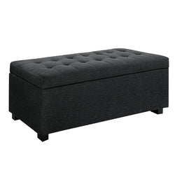 Storage Ottoman Blanket Box 97Cm Linen Charcoal