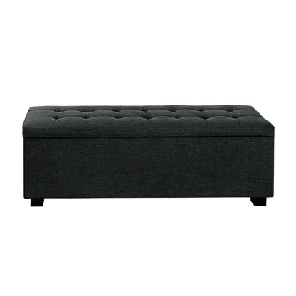 Storage Ottoman Blanket Box 97Cm Linen Charcoal