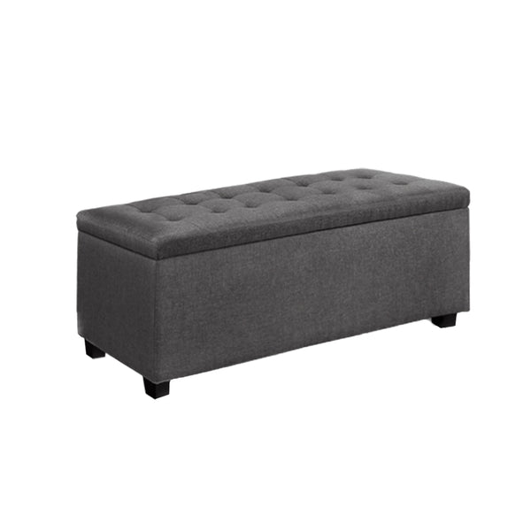  Storage Ottoman Blanket Box 97Cm Linen Grey