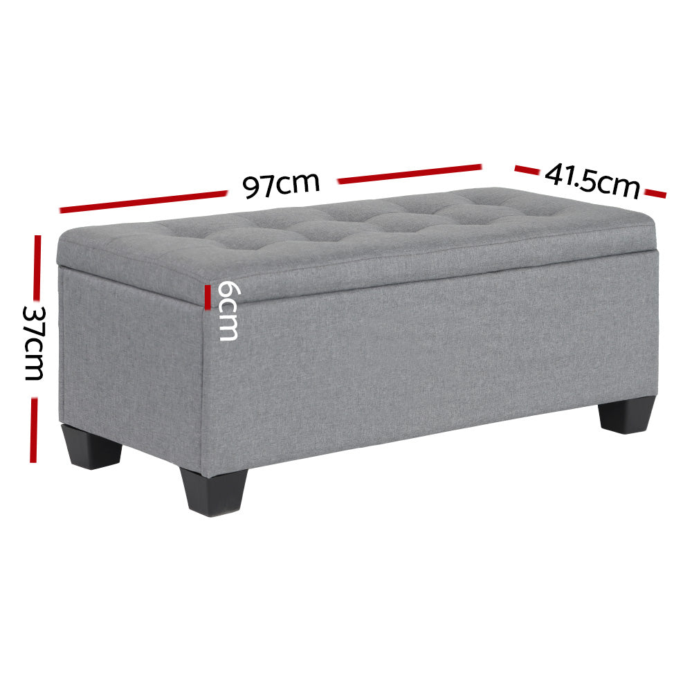 Storage Ottoman Blanket Box 97Cm Linen Grey