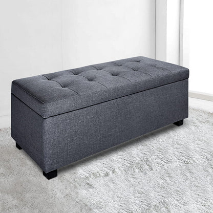 Storage Ottoman Blanket Box 97Cm Linen Grey